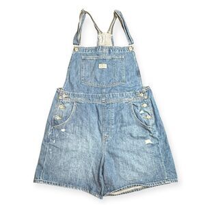 VINTAGE LEVI’S Women’s Light Wash Denim Shortalls Size Large